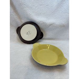 2 Vintage Hall Pottery Individual Au Gratin Baking‎ Dish 432 Brown